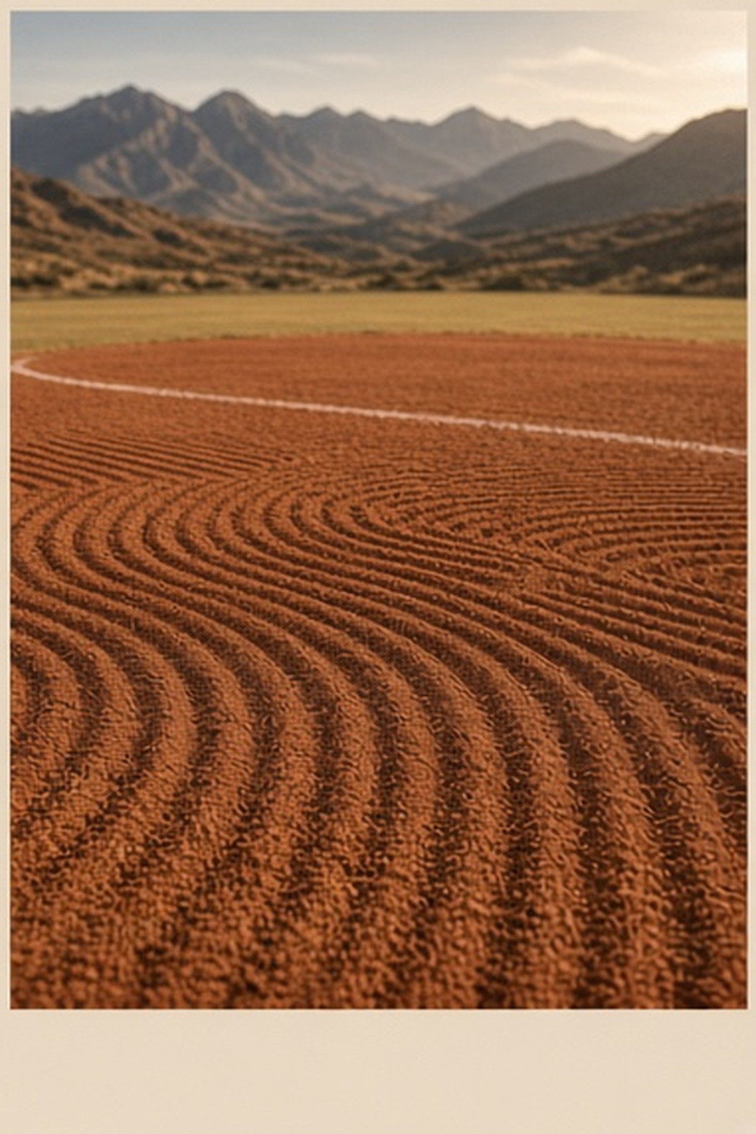 Freshly raked empty infield clay
