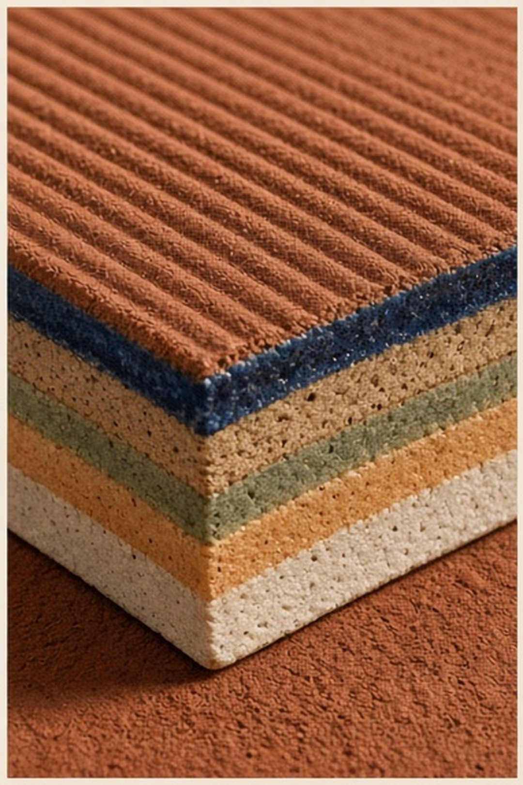 A ceramic field shown as quiet layers of glaze and raked clay